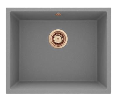 GraniteMy Universal Granit Grau Spüle 50x40 cm Aufbau, Unterbau und Flächenbündiger Einbau mit Kupferstopfen 1208970761