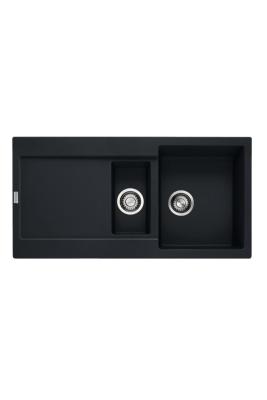 Franke Maris MRG 651 Fragranite Matt Schwarz 1,5 Spüle 97 x 50 cm Aufbau mit Abtropffläche 114.0628.993