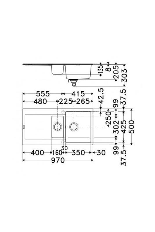 Franke Maris MRG 651 Fragranite Matt Schwarz 1,5 Spüle 97 x 50 cm Aufbau mit Abtropffläche 114.0628.993