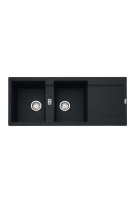 Franke Maris MRG 621 Fragranite Matt Schwarz Doppel Spüle 116 x 50 cm Aufbau mit Abtropfteil 114.0628.970