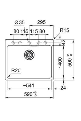 Franke Maris MRG 610-50 TL Fragranit Matt Schwarz Spüle Aufbau mit Hahnlochbank 114.0668.630