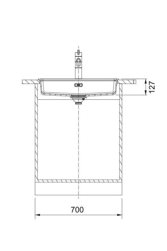 Franke Maris MRG 610-60 Care Fragranite Matt Schwarz flache behindertengerechte Spüle 635 x 559 mm Aufbau mit Armaturenlochbank 114.0729.484