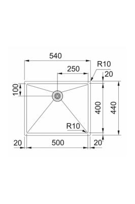 Franke Bolero Plus New R10 B2X 210-50-40 Edelstahl Spülbecken Flachbau, Unterbau und Aufbau 50x40 cm 127.0728.977