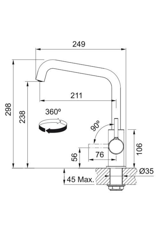 Franke Lina U Küchenarmatur Drehbarer Auslauf Chrom 115.0728.473