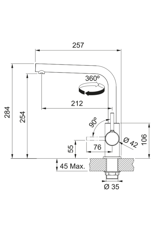 Franke Lina L Küchenarmatur Drehbarer Auslauf Coffee Cream 115.0728.482