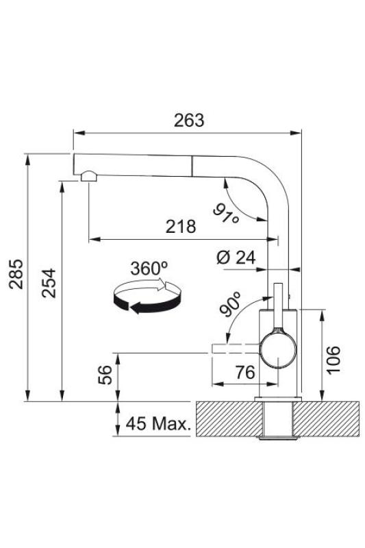 Franke Lina L Küchenarmatur Oyster mit Ausziehbarem Auslauf 115.0728.487