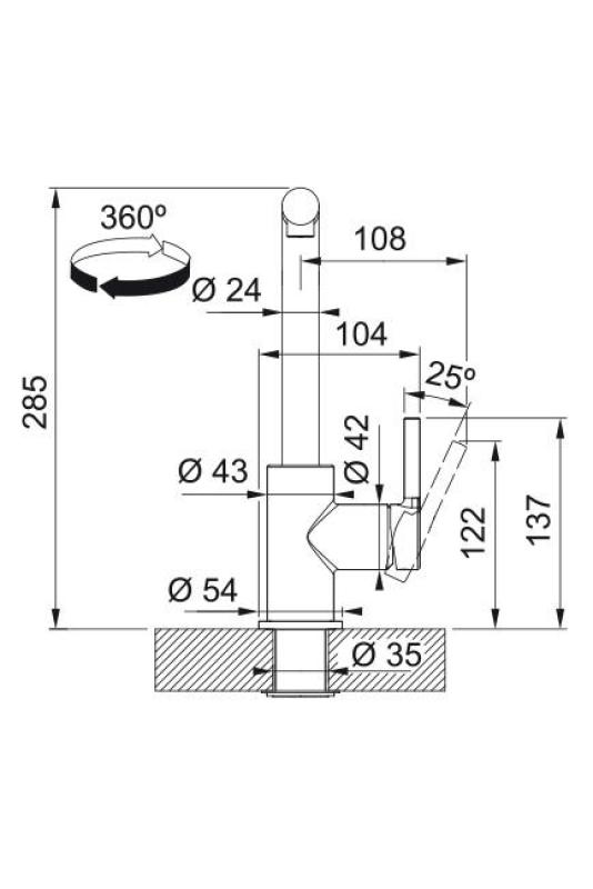 Franke Lina L Küchenarmatur Oyster mit Ausziehbarem Auslauf 115.0728.487