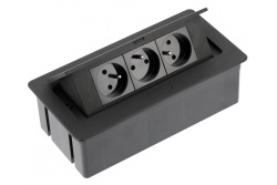 Schreibtisch-Verlängerungskabel SOFT 3-fach-Steckdose mit Erdung, Stromkabel mit Stecker, schwarz.