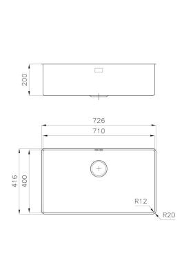 Foster Phantom Slimline Edelstahl Spüle 71x40cm Unterbau für keramische Arbeitsplatten 1208971121