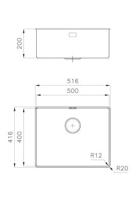 Foster Phantom Slimline Edelstahl Spüle 50x40cm Unterbau für keramische Arbeitsplatten 1208971122