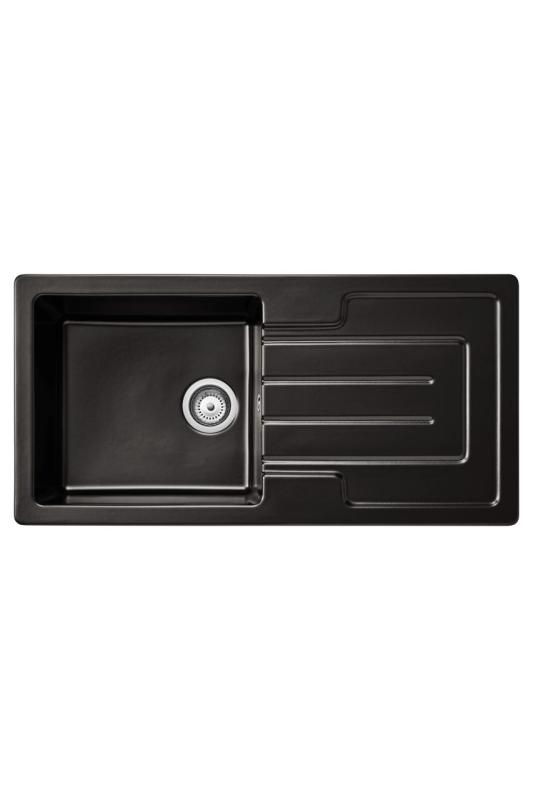 Ausmann Ceramic Sylva Keramische Schwarze Spüle mit Abtropffläche 1000 x 500 mm 1208971125