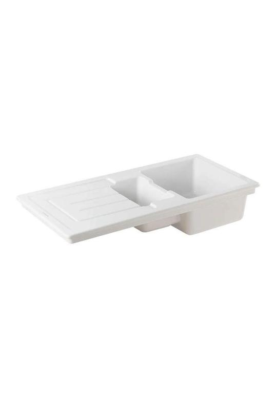 Ausmann Ceramic Sylva 1,5 Keramik Weißes Spülbecken mit Abtropffläche 1000 x 500 mm 1208971126