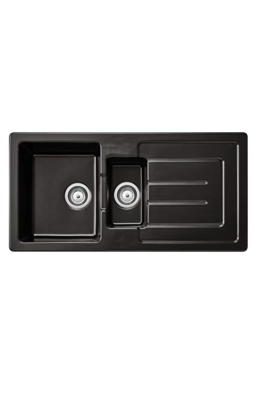 Ausmann Ceramic Sylva 1,5 Keramische Schwarze matte Spüle mit Abtropffläche 1000 x 500 mm 1208971127