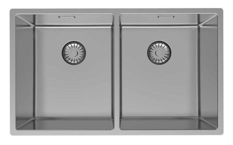 Pure.Sink Prestige Doppelte Edelstahl Spüle 70x40 cm 10mm Radius Unterbau, Flachbau und Aufbau PPG343440-02