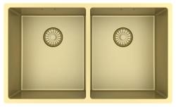 Pure.Sink Prestige Doppelte Goldene Spüle 70x40 cm 10mm Radius Unterbau, Flachbau und Aufbau PPG343440-60