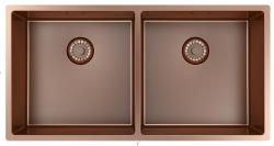 Pure.Sink Prestige Doppelte Kupferspüle 82x40 cm 10mm Radius Unterbau, Flachbau und Aufbau PPG404040-62