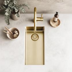 Pure.Sink Exclusivo kleines goldenes Spülbecken 18x40 cm 10mm Radius Unterbau, Flachbau und Aufbau PEX1840-60