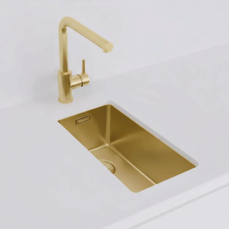 Pure.Sink Exclusivo kleines goldenes Spülbecken 18x40 cm 10mm Radius Unterbau, Flachbau und Aufbau PEX1840-60
