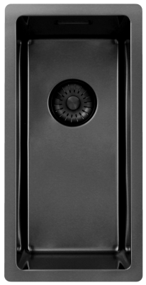 Pure.Sink Exclusivo Gun Metal kleines Spülbecken 18x40 cm 10mm Radius Unterbau, flächenbündig und Aufbau PEX1840-61