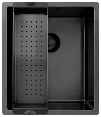Pure.Sink Exclusivo Gun Metal Spüle 34x40 cm 10mm Radius Unterbau, Flächenbündig und Aufbau PEX3440-61