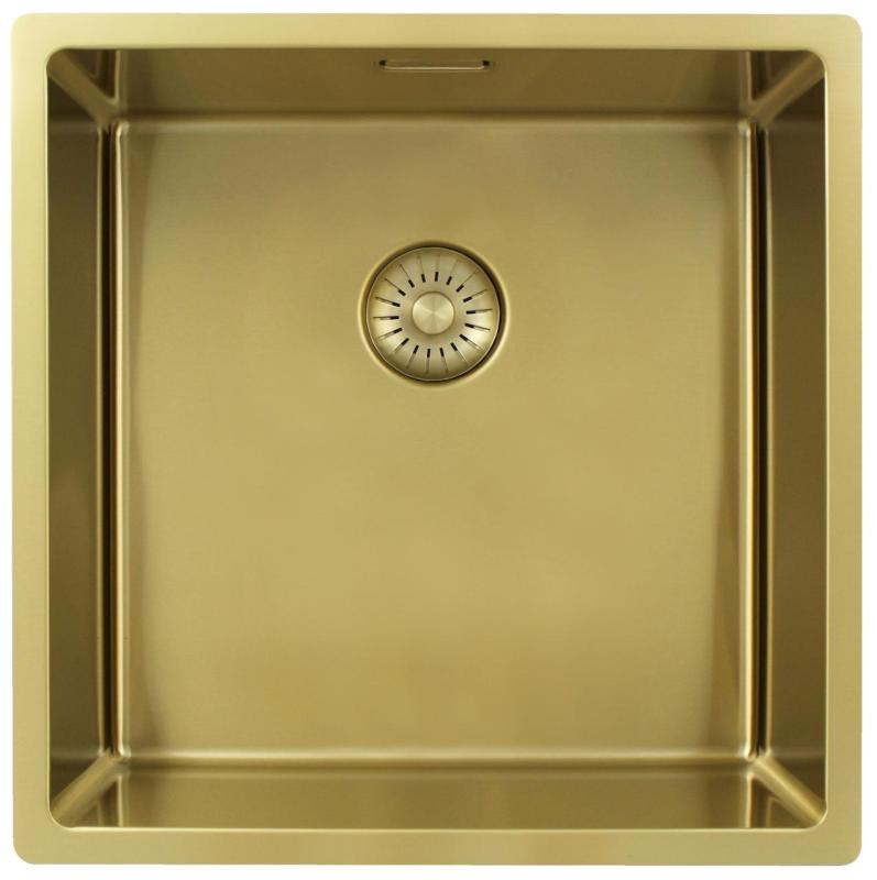 Pure.Sink Exclusivo Goldene Spüle 40x40 cm 10mm Radius Unterbau, Flächenbündig und Aufbau PEX4040-60