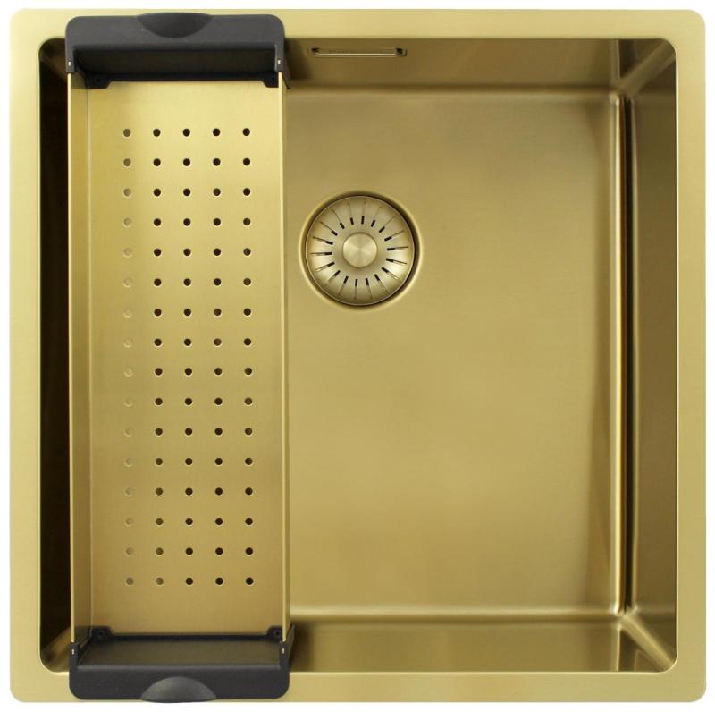 Pure.Sink Exclusivo Goldene Spüle 40x40 cm 10mm Radius Unterbau, Flächenbündig und Aufbau PEX4040-60