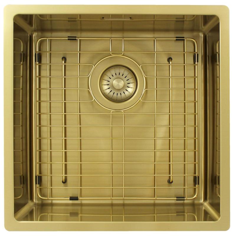 Pure.Sink Exclusivo Goldene Spüle 40x40 cm 10mm Radius Unterbau, Flächenbündig und Aufbau PEX4040-60