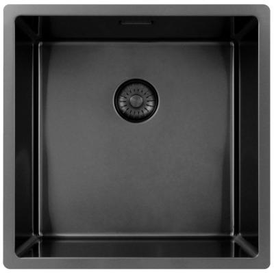 Pure.Sink Exclusivo Gun Metal Spüle 40x40 cm 10mm Radius Unterbau, Flächenbündige und Aufbau PEX4040-61