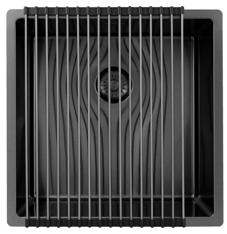 Pure.Sink Exclusivo Gun Metal Spüle 40x40 cm 10mm Radius Unterbau, Flächenbündige und Aufbau PEX4040-61