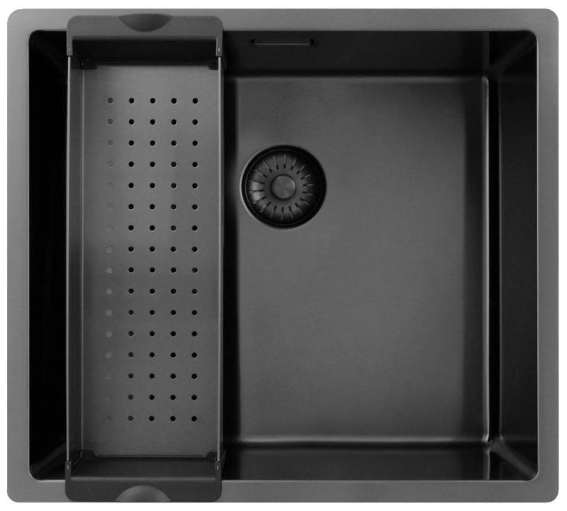 Pure.Sink Exclusivo Gun Metal Spüle 45x40 cm 10mm Radius Unterbau, Flächenbündige und Aufbau PEX4540-61