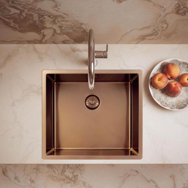 Pure.Sink Exclusivo Kupfer Spülbecken 45x40 cm 10mm Radius Unterbau, Flächenbündiger Einbau und Aufbau PEX4540-62