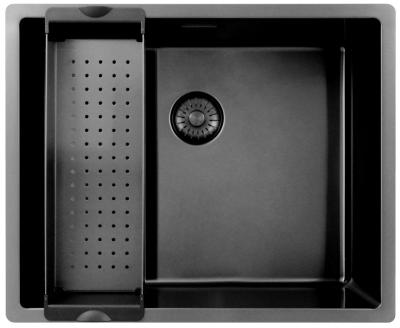 Pure.Sink Exclusivo Gun Metal Spüle 50x40 cm 10mm Radius Unterbau, Flächenbündiger Einbau und Aufbau PEX5040-61