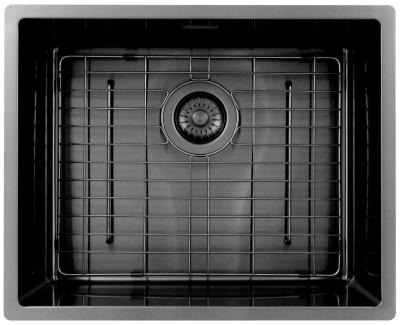 Pure.Sink Exclusivo Gun Metal Spüle 50x40 cm 10mm Radius Unterbau, Flächenbündiger Einbau und Aufbau PEX5040-61
