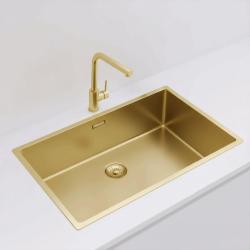 Pure.Sink Exclusivo großer goldener Spülbecken 70x40 cm 10mm Radius Unterbau, flächenbündiger Einbau und Aufbau PEX7040-60