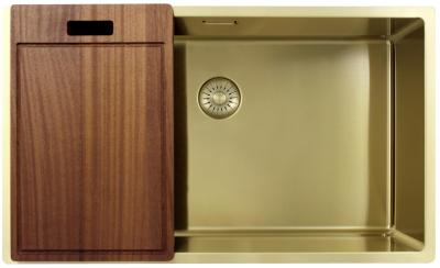 Pure.Sink Exclusivo großer goldener Spülbecken 70x40 cm 10mm Radius Unterbau, flächenbündiger Einbau und Aufbau PEX7040-60