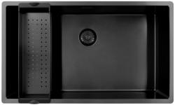 Pure.Sink Exclusivo großer Gun-Metal-Spülbecken 70x40 cm 10mm Radius Unterbau, Flach Einbau und Aufbau PEX7040-61