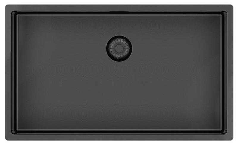 Pure.Sink Exclusivo großer Gun-Metal-Spülbecken 70x40 cm 10mm Radius Unterbau, Flach Einbau und Aufbau PEX7040-61