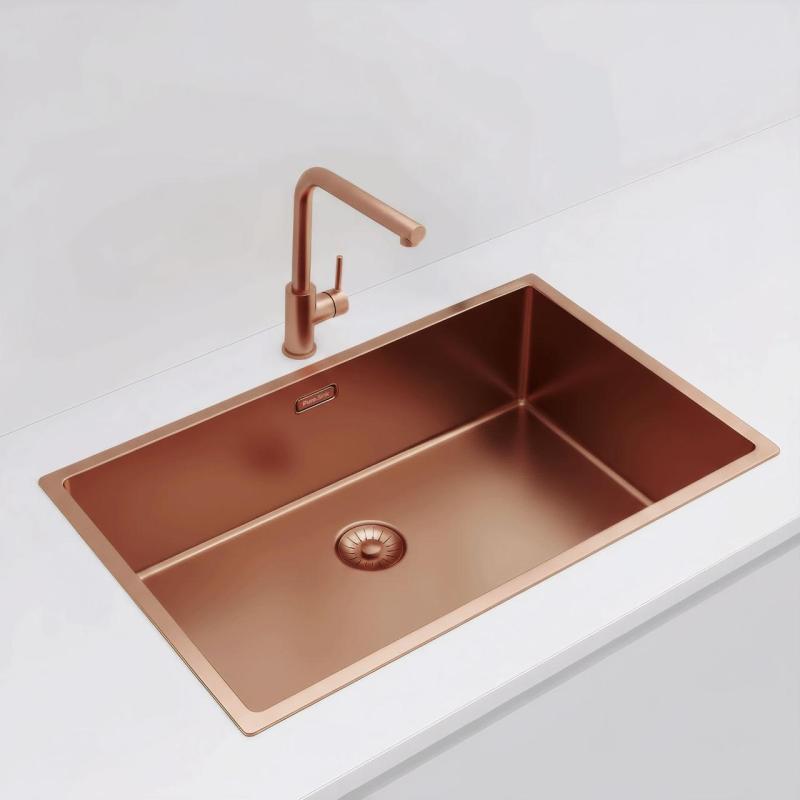 Pure.Sink Exclusivo große Kupferspüle 70x40 cm 10mm Radius Unterbau, Flacheneinbau und Aufbau PEX7040-62