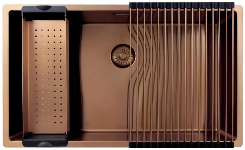 Pure.Sink Exclusivo große Kupferspüle 70x40 cm 10mm Radius Unterbau, Flacheneinbau und Aufbau PEX7040-62