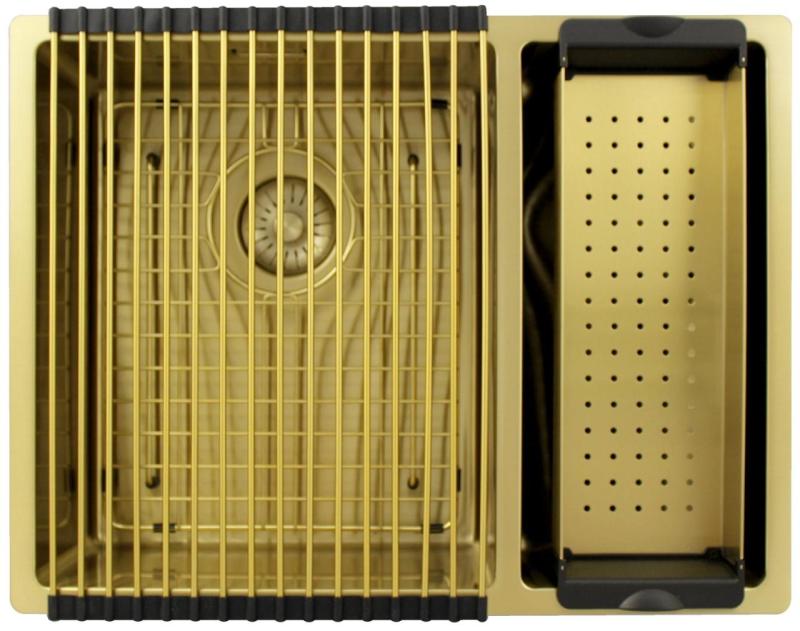 Pure.Sink Exclusivo Goldene 1,5 anderthalbe Spüle 34+18 cm 10mm Radius PEX341840-60