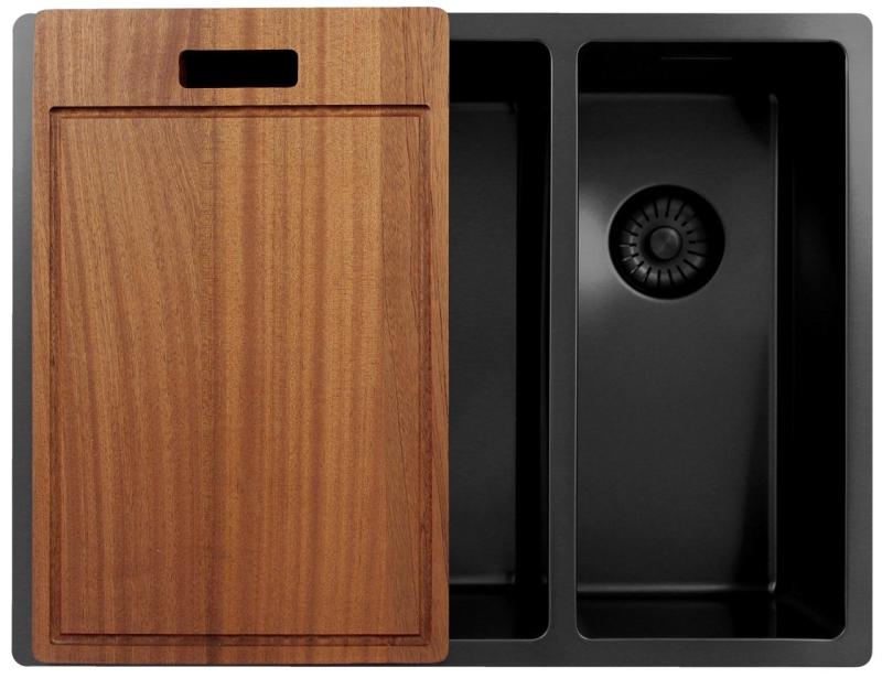 Pure.Sink Exclusivo Gun Metal 1,5 anderthalb Spüle 34+18 cm 10mm Radius PEX341840-61