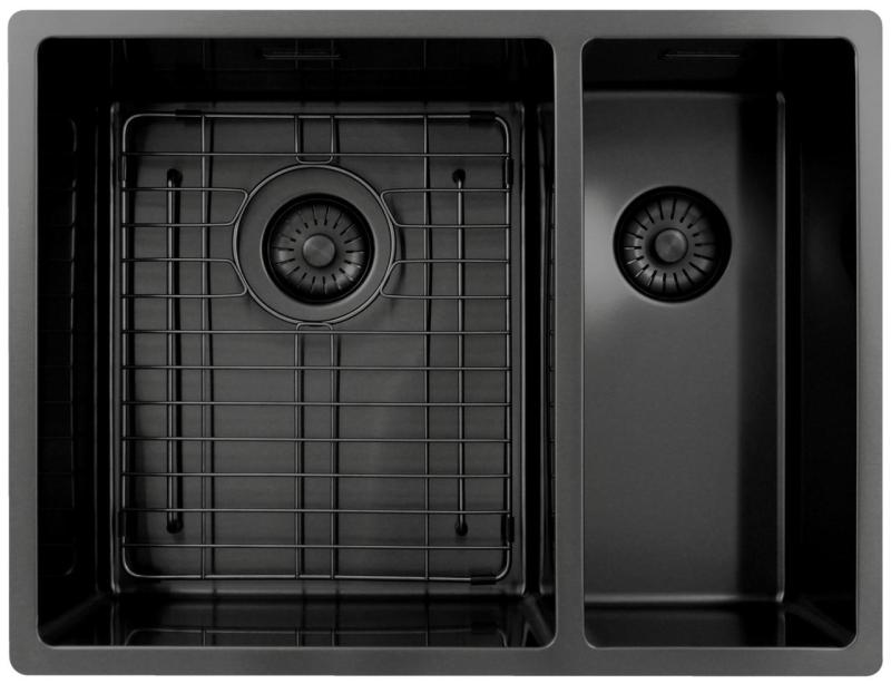 Pure.Sink Exclusivo Gun Metal 1,5 anderthalb Spüle 34+18 cm 10mm Radius PEX341840-61