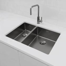 Pure.Sink Exclusivo Gun Metal 1,5 anderthalb Spülbecken 18+34 cm 10mm Radius PEX183440-61