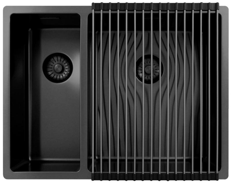 Pure.Sink Exclusivo Gun Metal 1,5 anderthalb Spülbecken 18+34 cm 10mm Radius PEX183440-61