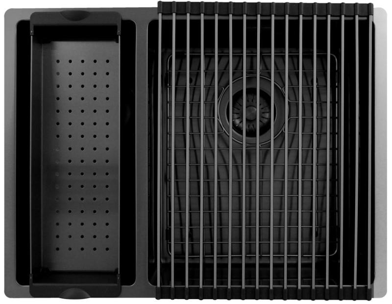 Pure.Sink Exclusivo Gun Metal 1,5 anderthalb Spülbecken 18+34 cm 10mm Radius PEX183440-61