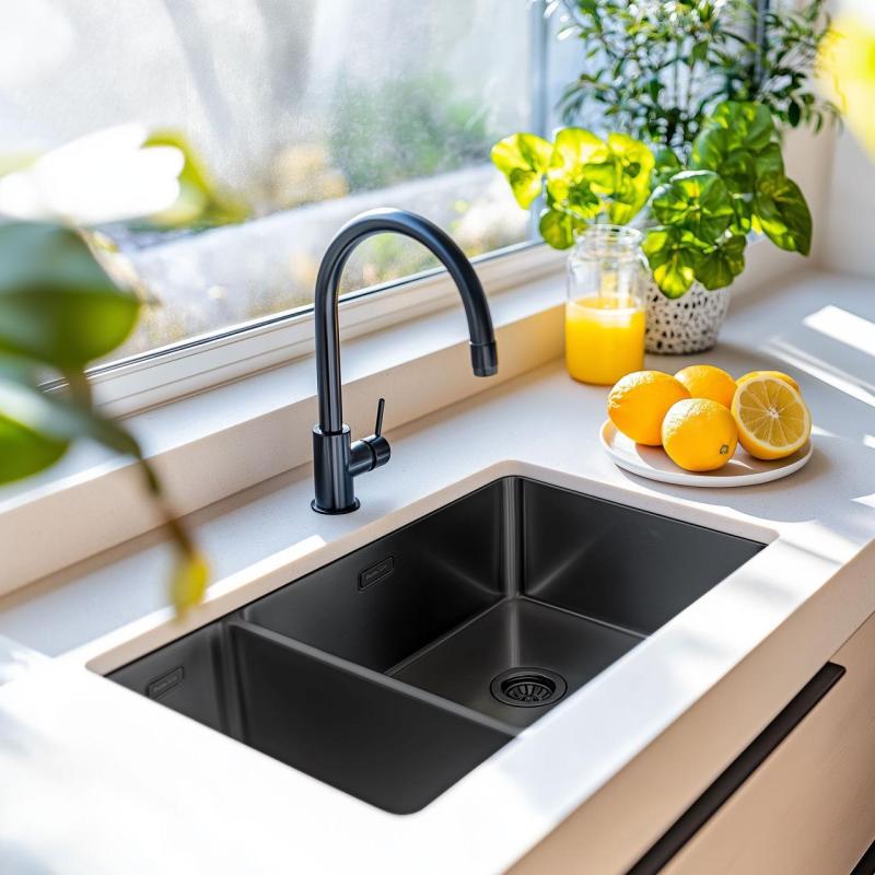 Pure.Sink Exclusivo Gun Metal 1,5 anderthalb Spülbecken 18+34 cm 10mm Radius PEX183440-61