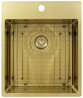 Pure.Sink Exclusivo Goldene Spüle 44x52 cm Tapwing mit Hahnlochbank 10mm Radius PEX4040T-60