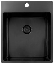 Pure.Sink Exclusivo Gun Metal Spülbecken 44x52 cm Tapwing mit Lochbank 10mm Radius PEX4040T-61