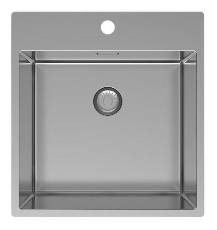Pure.Sink Exclusivo Edelstahl Spüle 49x52 cm Tapwing mit Lochbank für Wasserhahn 10mm Radius PEX4540T-02