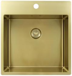 Pure.Sink Exclusivo Goldene Spülbecken 49x52 cm Tapwing mit Lochbank für den Wasserhahn 10mm Radius PEX4540T-60